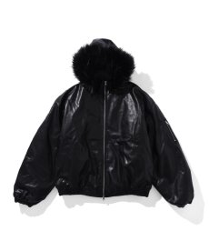 画像2: EL REIGN(エルレイン) / BLACK FAR LEATHER PUFFER JACKET (2)
