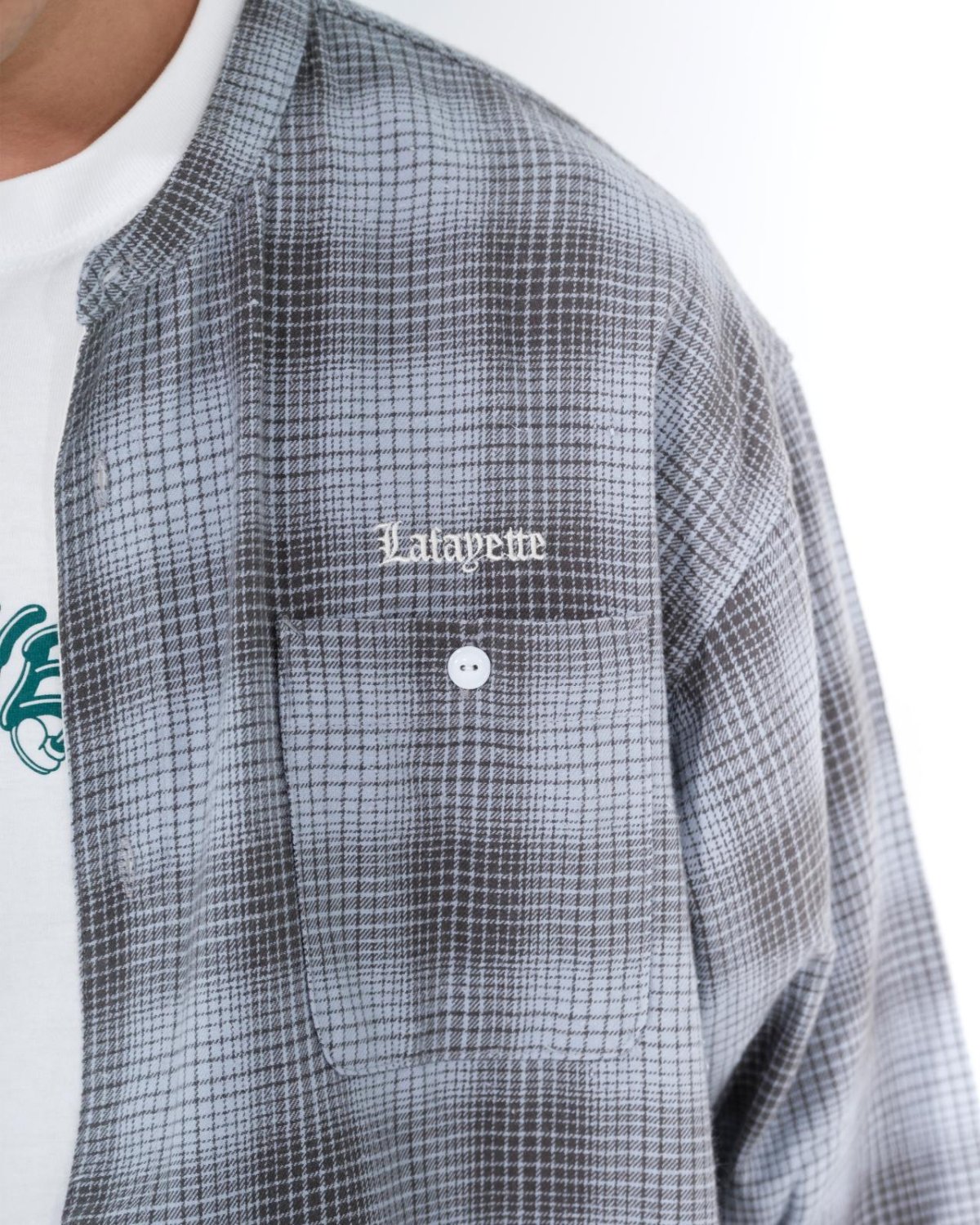 画像16: LFYT(ラファイエット) / NEP TWILL CHECK BAND COLLAR SHIRT (16)