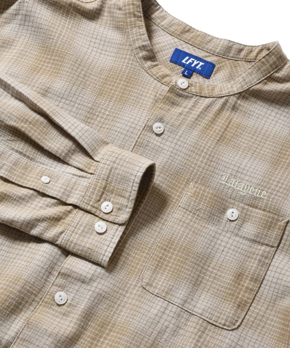 画像9: LFYT(ラファイエット) / NEP TWILL CHECK BAND COLLAR SHIRT (9)