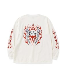 画像4: CALEE(キャリー) / VINTAGE TYPE FLAME LOGO PINSTRIPING L/ S TEE ＜NATURALLY PAINT DESIGN＞ (4)