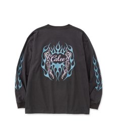 画像2: CALEE(キャリー) / VINTAGE TYPE FLAME LOGO PINSTRIPING L/ S TEE ＜NATURALLY PAINT DESIGN＞ (2)
