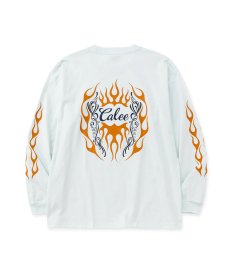 画像6: CALEE(キャリー) / VINTAGE TYPE FLAME LOGO PINSTRIPING L/ S TEE ＜NATURALLY PAINT DESIGN＞ (6)