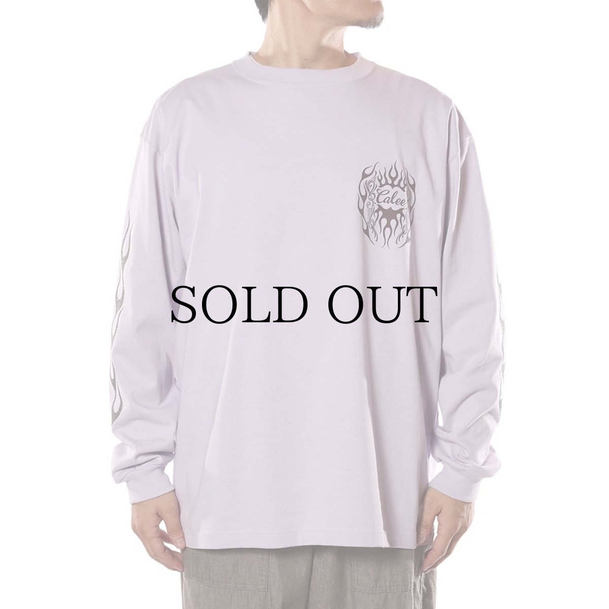画像13: CALEE(キャリー) / VINTAGE TYPE FLAME LOGO PINSTRIPING L/ S TEE ＜NATURALLY PAINT DESIGN＞ (13)
