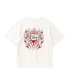 画像3: CALEE(キャリー) / VINTAGE TYPE FLAME LOGO PINSTRIPING S/ S TEE ＜NATURALLY PAINT DESIGN＞ (3)