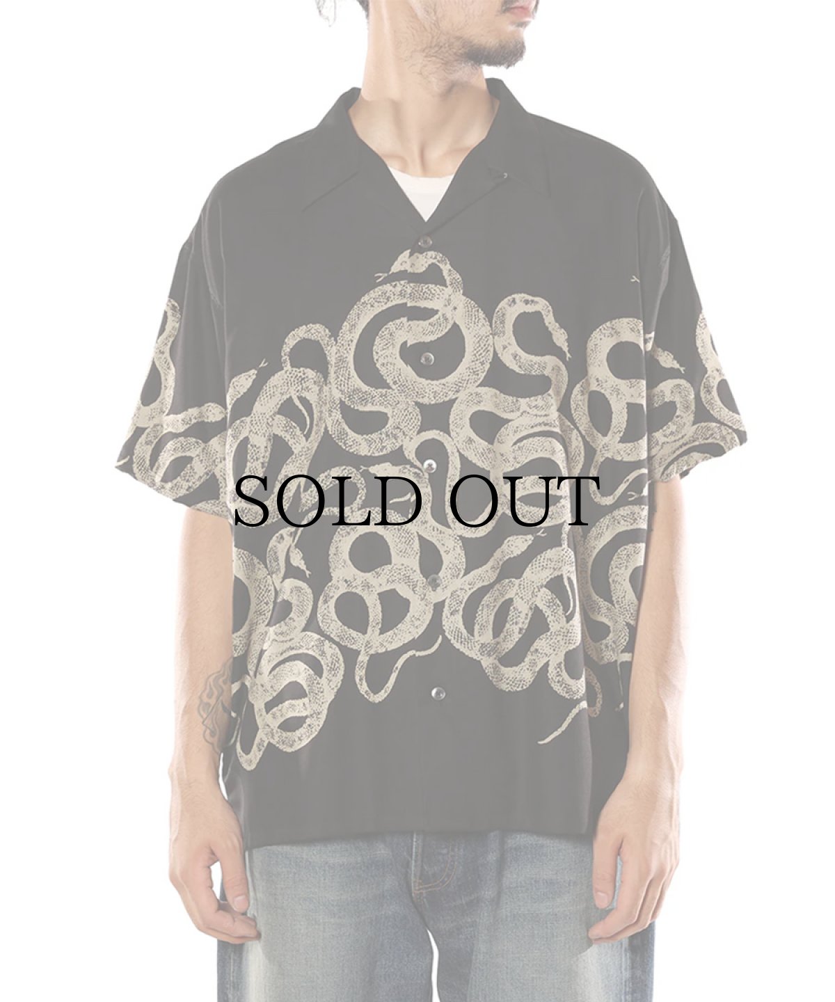 画像7: CALEE(キャリー) / SNAKE PATTERN PANEL S/S SH (7)