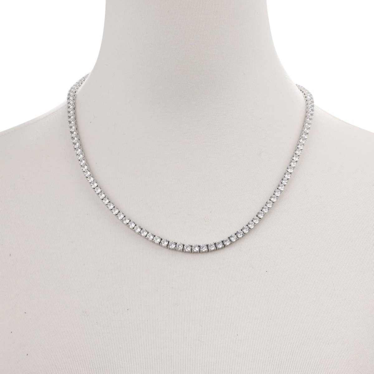 画像4: $ole only(ソールオンリー) / CZ Diamond 2mm Tennis Chain Necklace Silver 18inch (4)