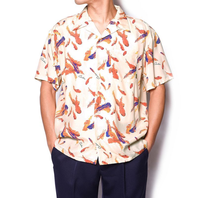 CALEE(キャリー) シャツ 21SS074 Allover feather pattern S/S shirt 
