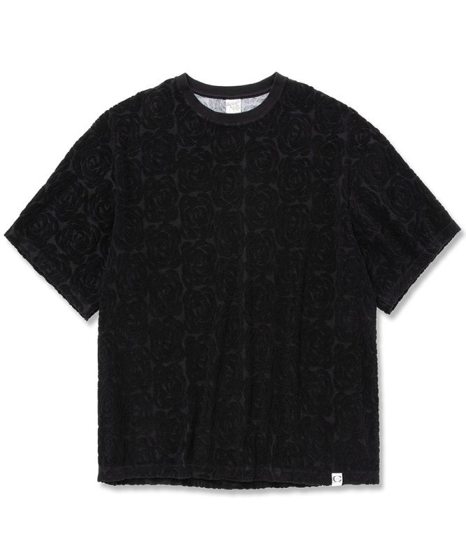 画像1: CALEE(キャリー) / Rose pattern pile jacquard over silhouette t-shirt (1)