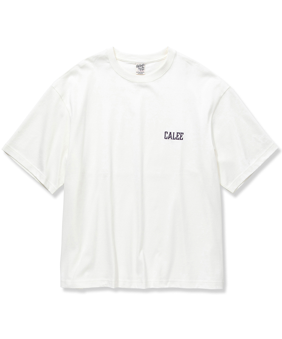 画像1: CALEE(キャリー) / Drop shoulder logo embroidery t-shirt (1)