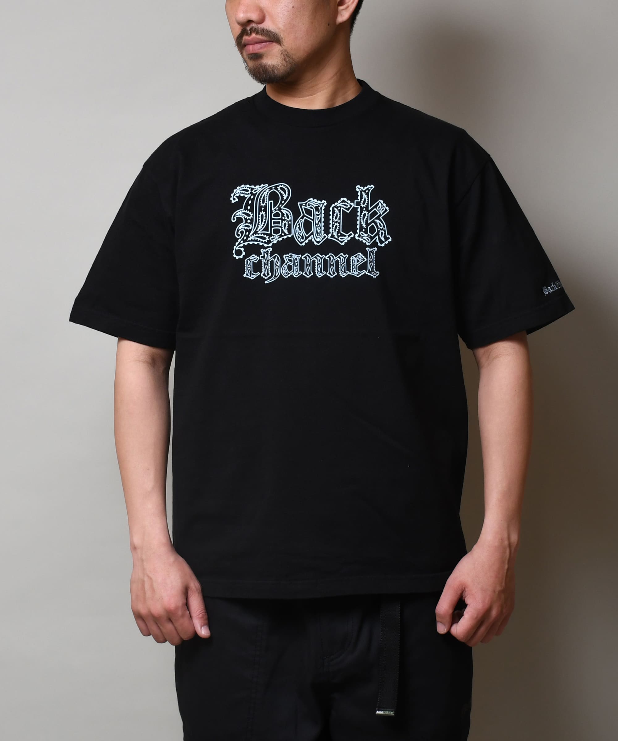 バックチャンネル  t  シャツ  メンズ バックチャンネル BACK CHANNEL Tシャツ 丸首 半袖 ロゴ刺繍 緑 XL