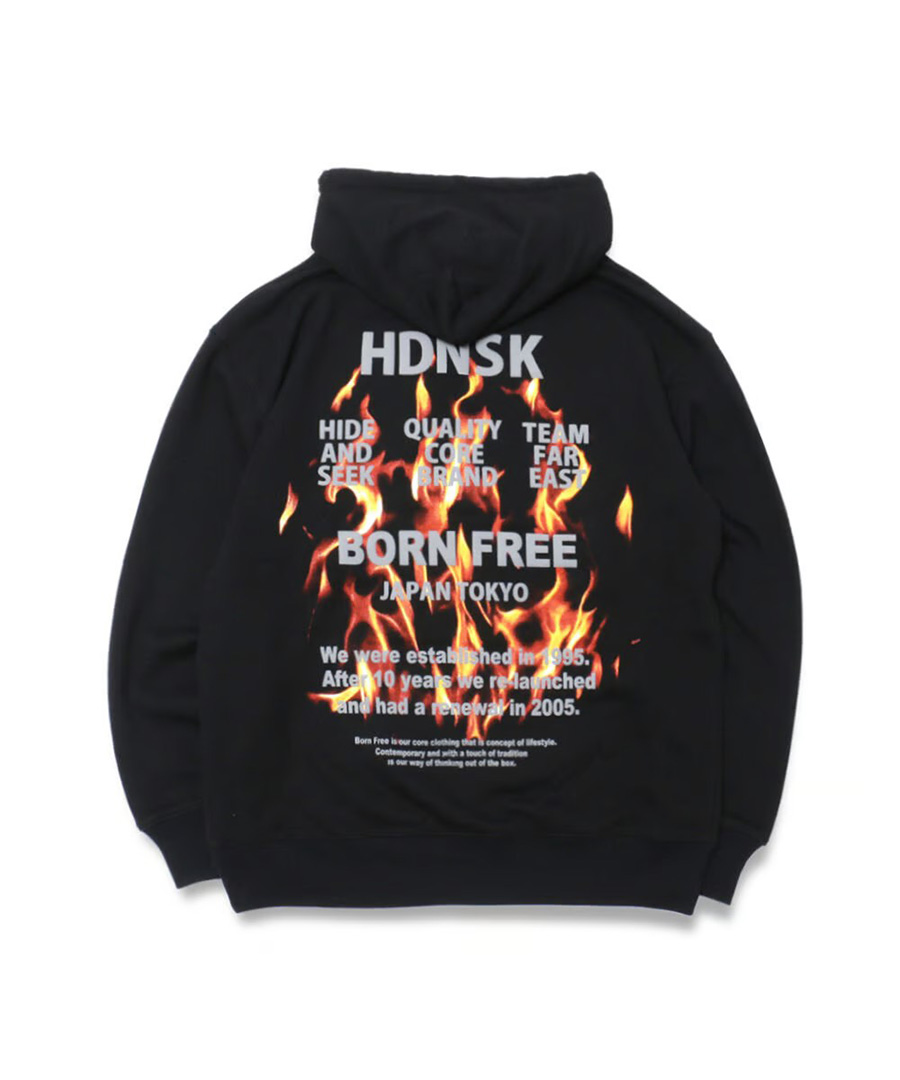 HIDE&SEEK  Flame Hooded Sweat Shirts