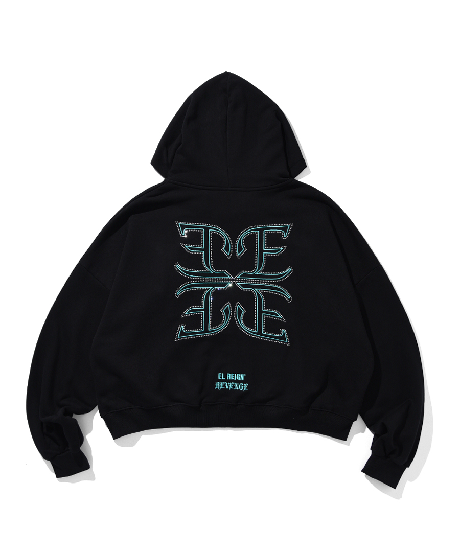 画像2: EL REIGN(エルレイン) / 【LIMITED】FRAGMENT RHINESTONE SHORT HOODIE (2)